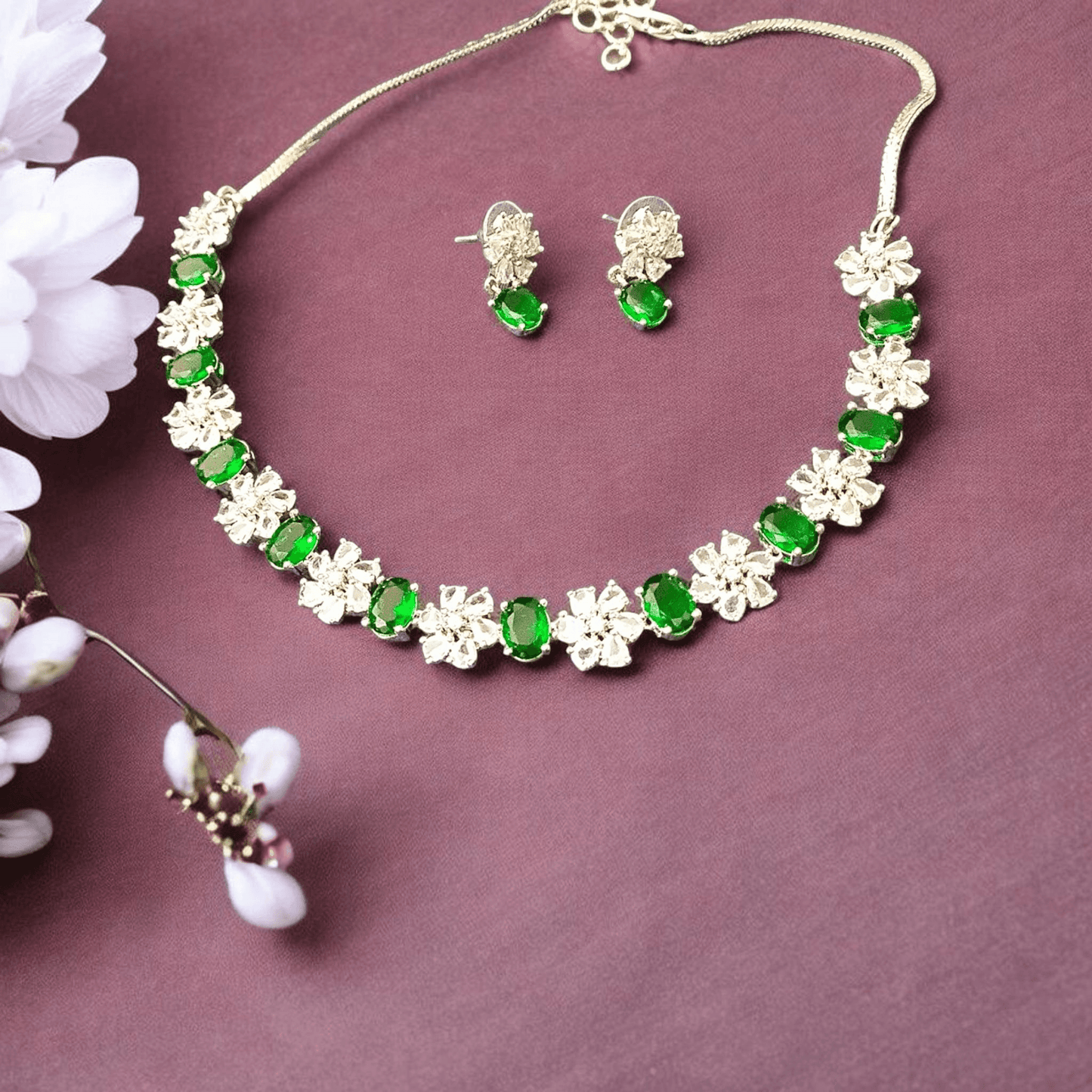 Ariel Rhodium Plated Cz Necklace