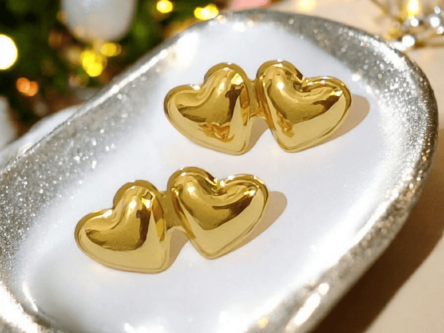 Heartshaped gold anti tarnish earrings