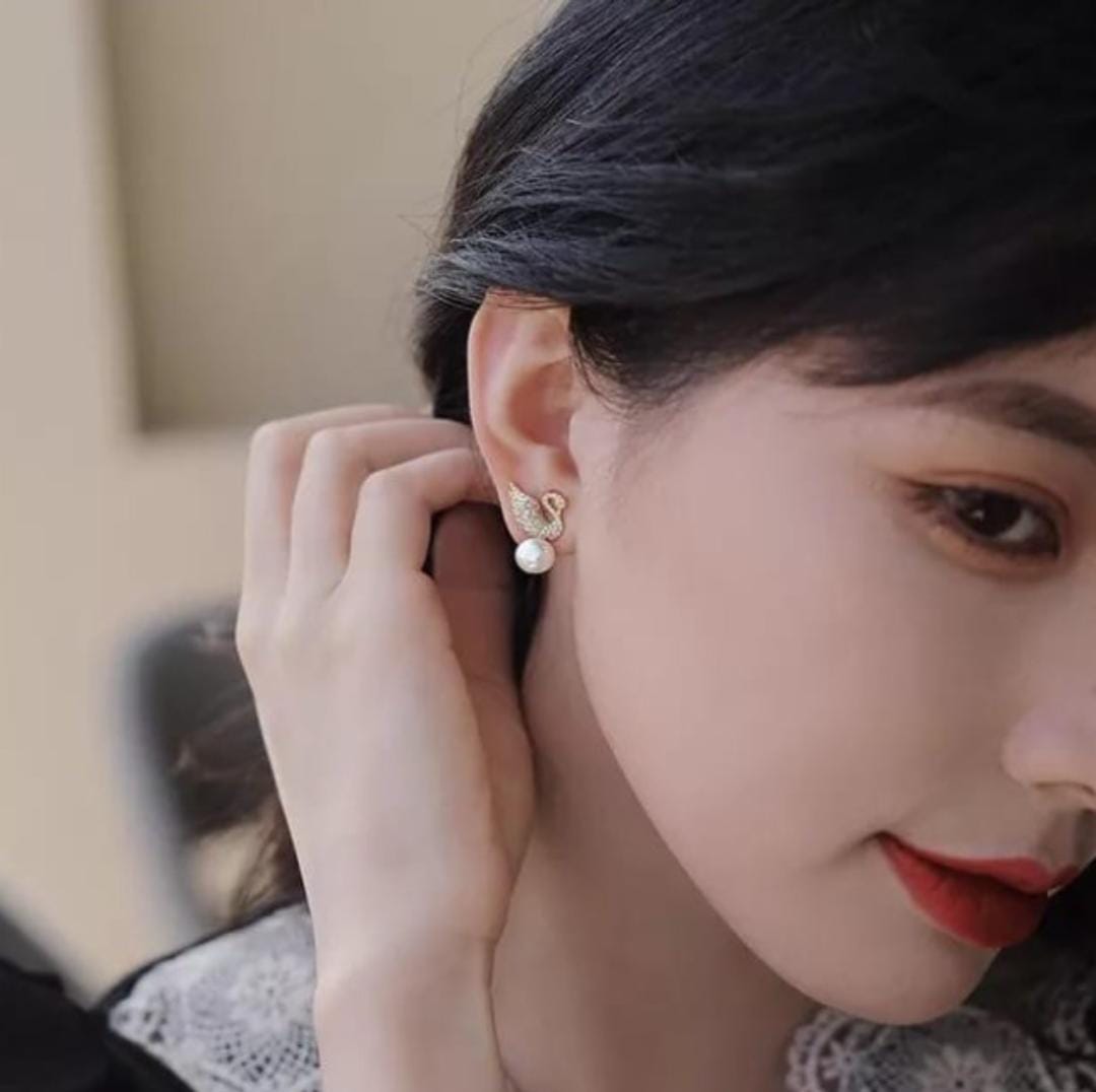 Pearl Swan Earrings