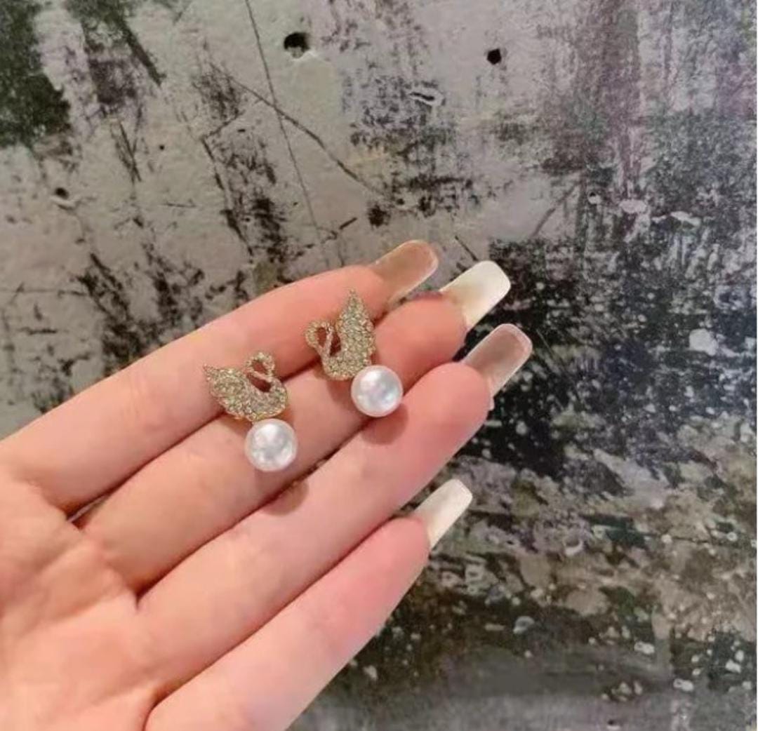 Pearl Swan Earrings