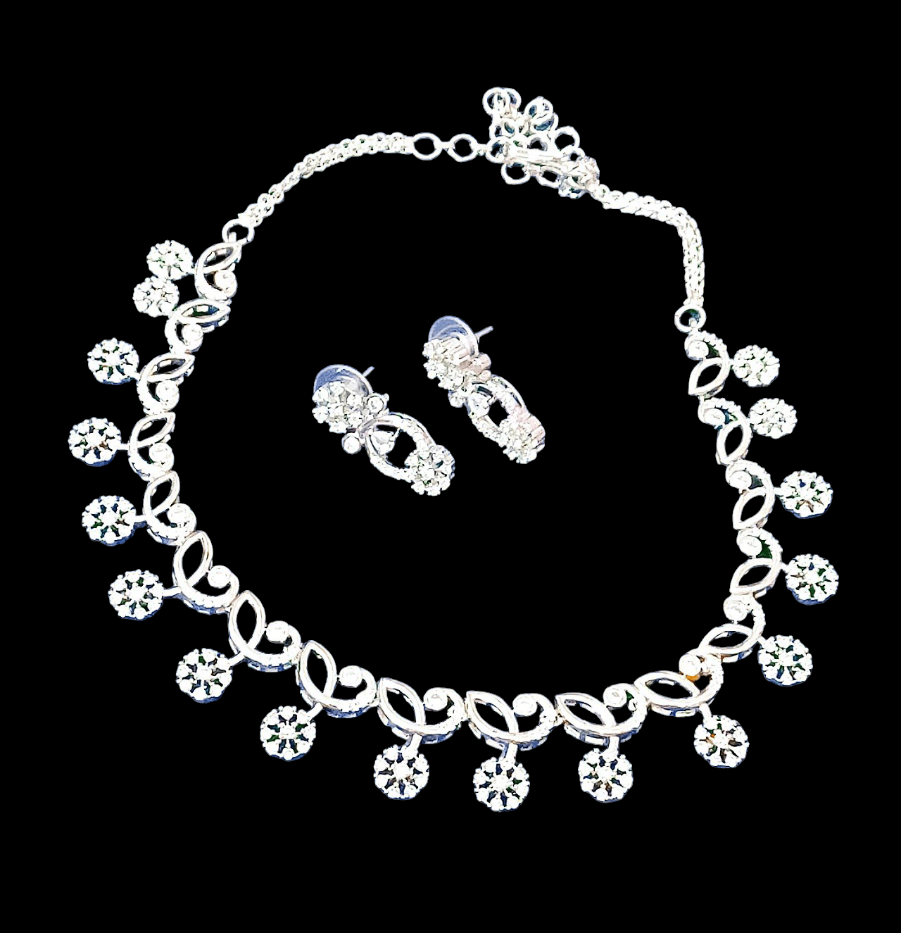 Silver crystal AD Necklace set