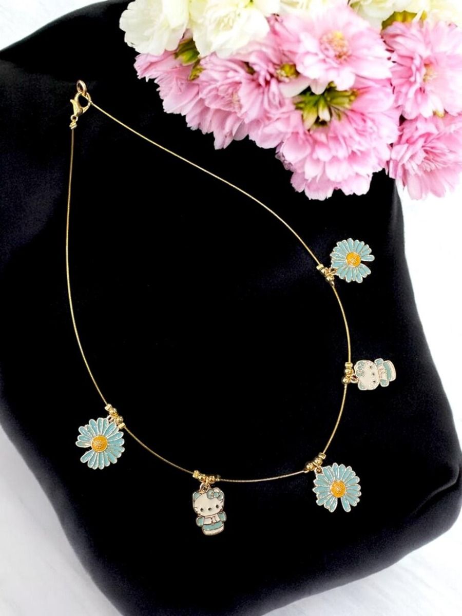 Flower and kitty invisible necklace