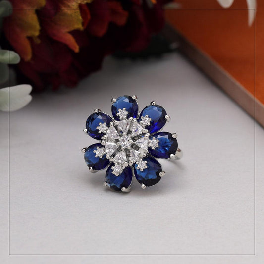 Blue flower ring