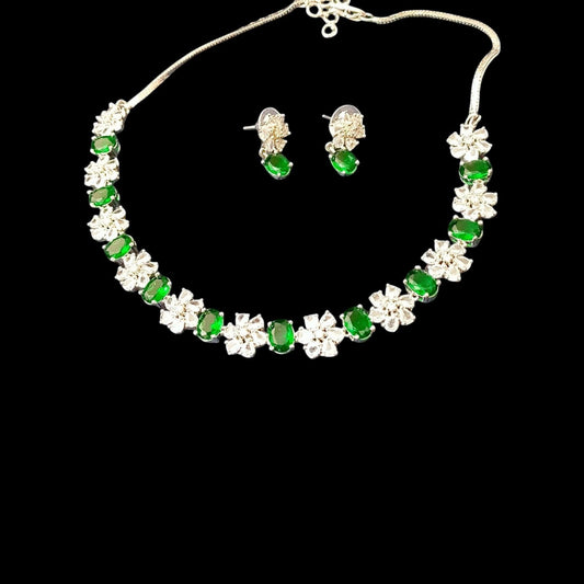 Ariel Rhodium Plated Cz Necklace