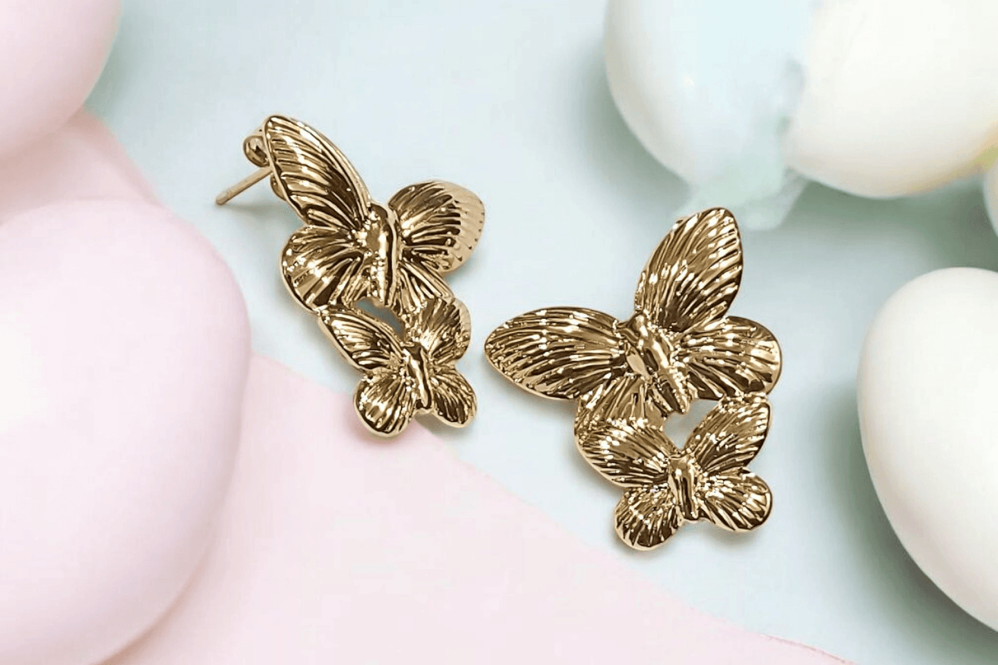 Butterfly gold anti tarnish earrings
