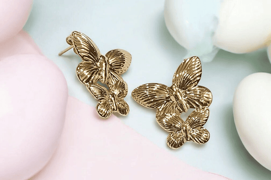 Butterfly gold anti tarnish earrings