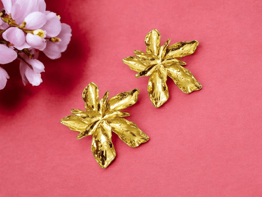 Floral gold anti tarnish earrings