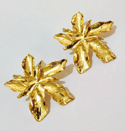 Floral gold anti tarnish earrings