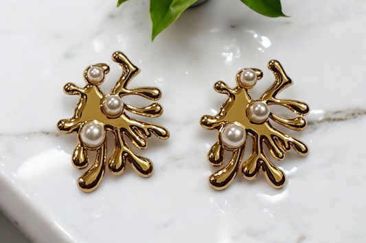 Jelly shape gold anti tarnish earrings