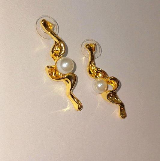 Long gold anti tarnish earrings