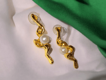 Long gold anti tarnish earrings