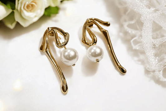 Pearl drop gold anti tarnish earrings