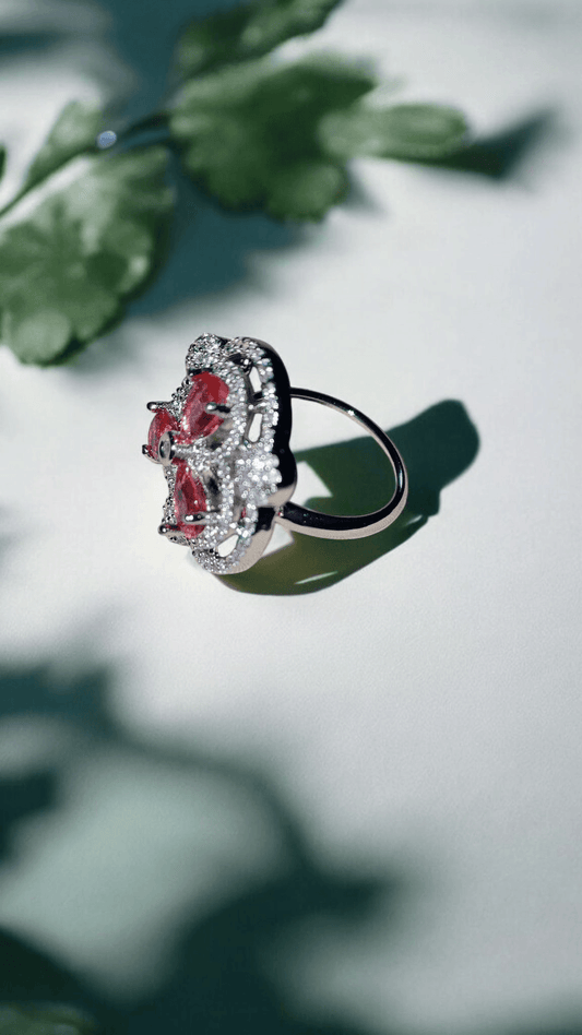 Pink AD studed Adjustable ring